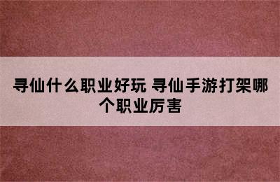 寻仙什么职业好玩 寻仙手游打架哪个职业厉害